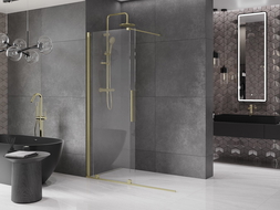 Mexen Velar ścianka prysznicowa rozsuwana Walk-in 140 x 200 cm, transparent 8 mm, złota szczotkowana - 871-140-000-03-55