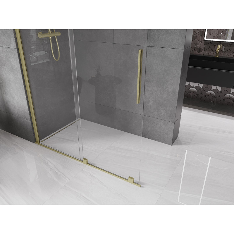 Mexen Velar ścianka prysznicowa rozsuwana Walk-in 150 x 200 cm, transparent 8 mm, złota szczotkowana - 871-150-000-03-55