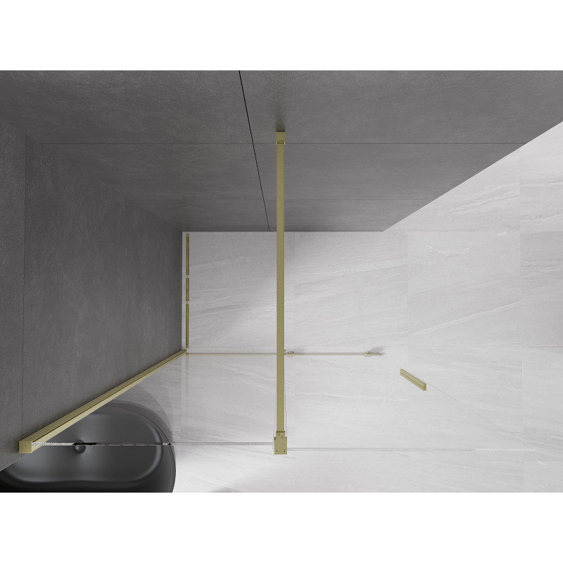 Mexen Velar ścianka prysznicowa rozsuwana Walk-in 150 x 200 cm, transparent 8 mm, złota szczotkowana - 871-150-000-03-55