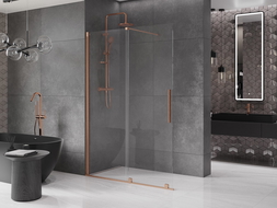 Mexen Velar ścianka prysznicowa rozsuwana Walk-in 130 x 200 cm, transparent 8 mm, miedź szczotkowana - 871-130-000-03-65