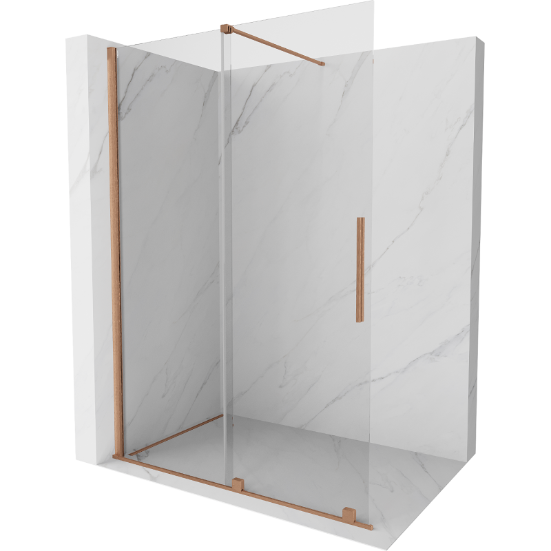 Mexen Velar ścianka prysznicowa rozsuwana Walk-in 140 x 200 cm, transparent 8 mm, miedź szczotkowana - 871-140-000-03-65