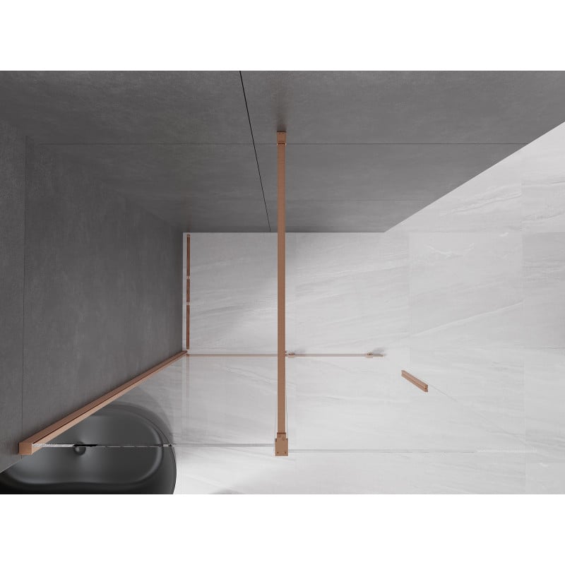 Mexen Velar ścianka prysznicowa rozsuwana Walk-in 150 x 200 cm, transparent 8 mm, miedź szczotkowana - 871-150-000-03-65