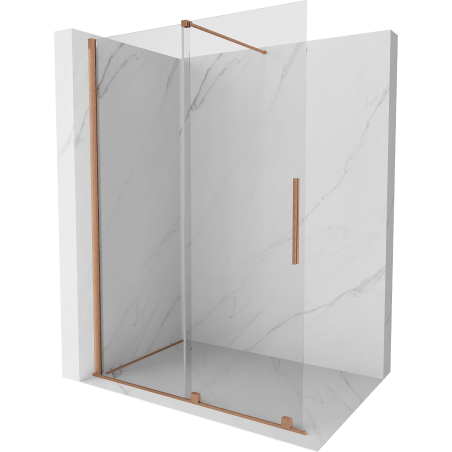 Mexen Velar ścianka prysznicowa rozsuwana Walk-in 160 x 200 cm, transparent 8 mm, miedź szczotkowana - 871-160-000-03-65