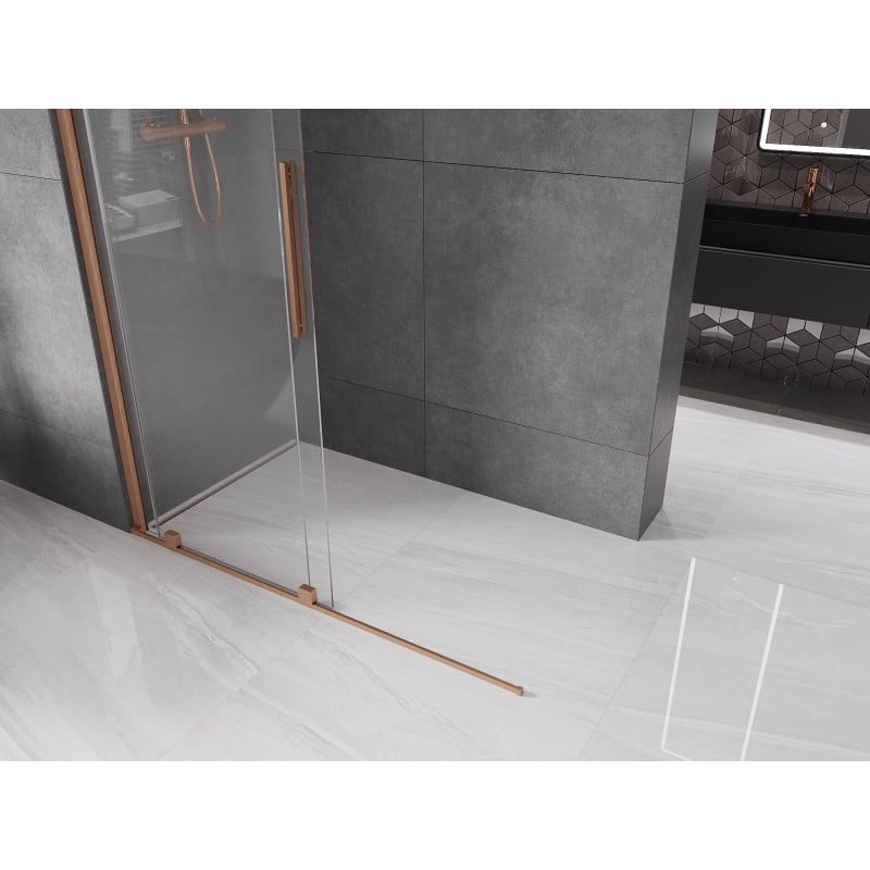 Mexen Velar ścianka prysznicowa rozsuwana Walk-in 160 x 200 cm, transparent 8 mm, miedź szczotkowana - 871-160-000-03-65