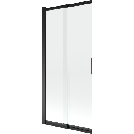 Mexen Fox parawan nawannowy 2-skrzydłowy przesuwny 85 x 150 cm, transparent, czarny - 891-085-002-70-00