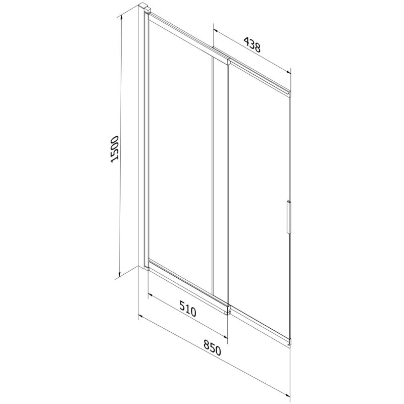 Mexen Fox parawan nawannowy 2-skrzydłowy przesuwny 85 x 150 cm, transparent, czarny - 891-085-002-70-00