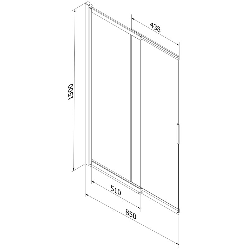 Mexen Fox parawan nawannowy 2-skrzydłowy przesuwny 85 x 150 cm, szron, złoty - 891-085-002-50-30