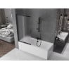 Mexen Fox parawan nawannowy 2-skrzydłowy przesuwny 85 x 150 cm, szron, czarny - 891-085-002-70-30