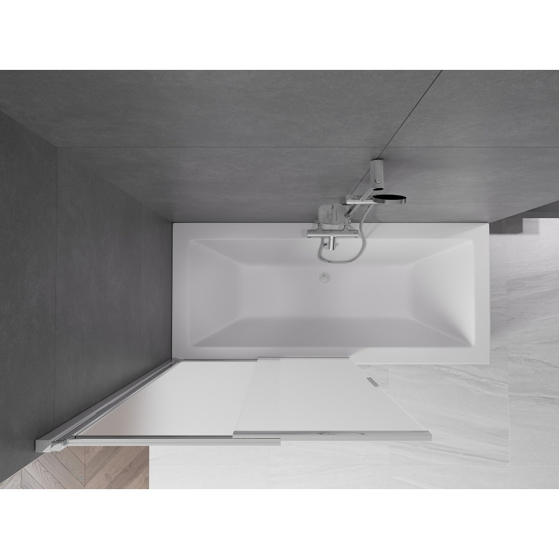 Mexen Fox parawan nawannowy 2-skrzydłowy przesuwny 100 x 150 cm, szron, chrom - 891-100-002-01-30