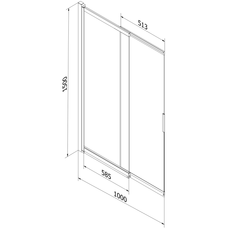 Mexen Fox parawan nawannowy 2-skrzydłowy przesuwny 100 x 150 cm, szron, złoty - 891-100-002-50-30
