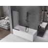 Mexen Fox parawan nawannowy 2-skrzydłowy przesuwny 100 x 150 cm, szron, czarny - 891-100-002-70-30