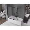 Mexen Fox parawan nawannowy 2-skrzydłowy przesuwny 100 x 150 cm, szron, czarny - 891-100-002-70-30