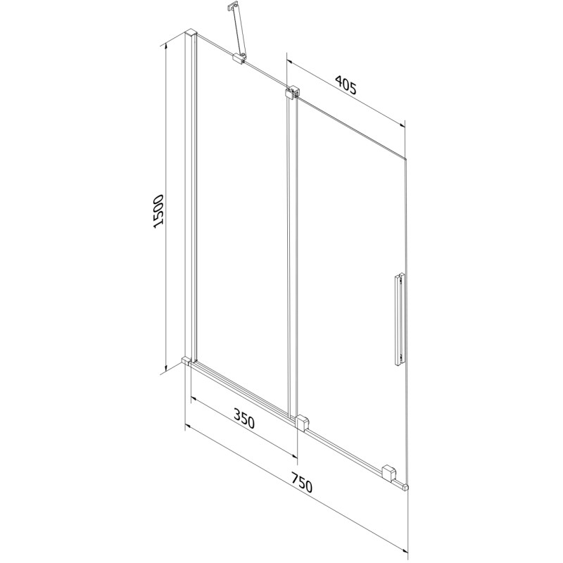 Mexen Velar parawan nawannowy 2-skrzydłowy rozsuwany 75 x 150 cm, transparent, biały - 896-075-000-01-20