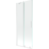Mexen Velar parawan nawannowy 2-skrzydłowy rozsuwany 80 x 150 cm, transparent, biały - 896-080-000-01-20