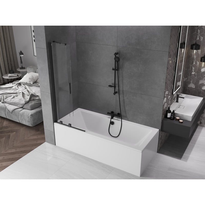 Mexen Velar parawan nawannowy 2-skrzydłowy rozsuwany 70 x 150 cm, transparent, czarny - 896-070-000-01-70