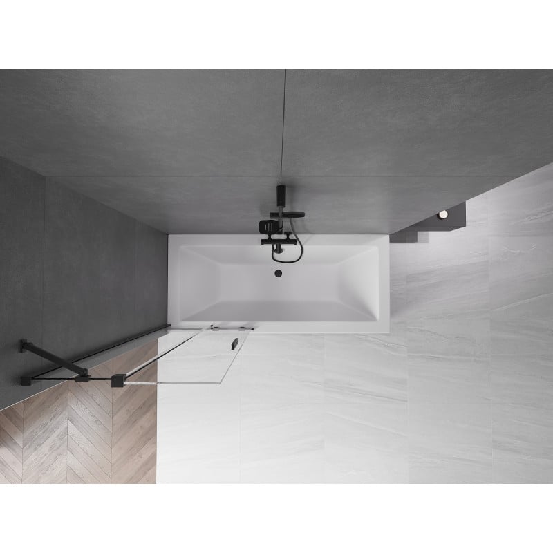 Mexen Velar parawan nawannowy 2-skrzydłowy rozsuwany 70 x 150 cm, transparent, czarny - 896-070-000-01-70