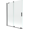 Mexen Velar parawan nawannowy 2-skrzydłowy rozsuwany 130 x 150 cm, transparent, czarny - 896-130-000-01-70
