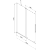 Mexen Velar parawan nawannowy 2-skrzydłowy rozsuwany 130 x 150 cm, transparent, czarny - 896-130-000-01-70