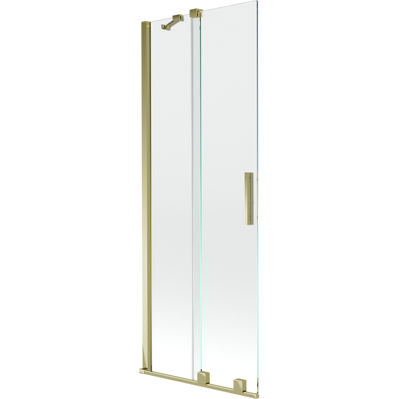 Mexen Velar parawan nawannowy 2-skrzydłowy rozsuwany 75 x 150 cm, transparent, złoty - 896-075-000-01-50