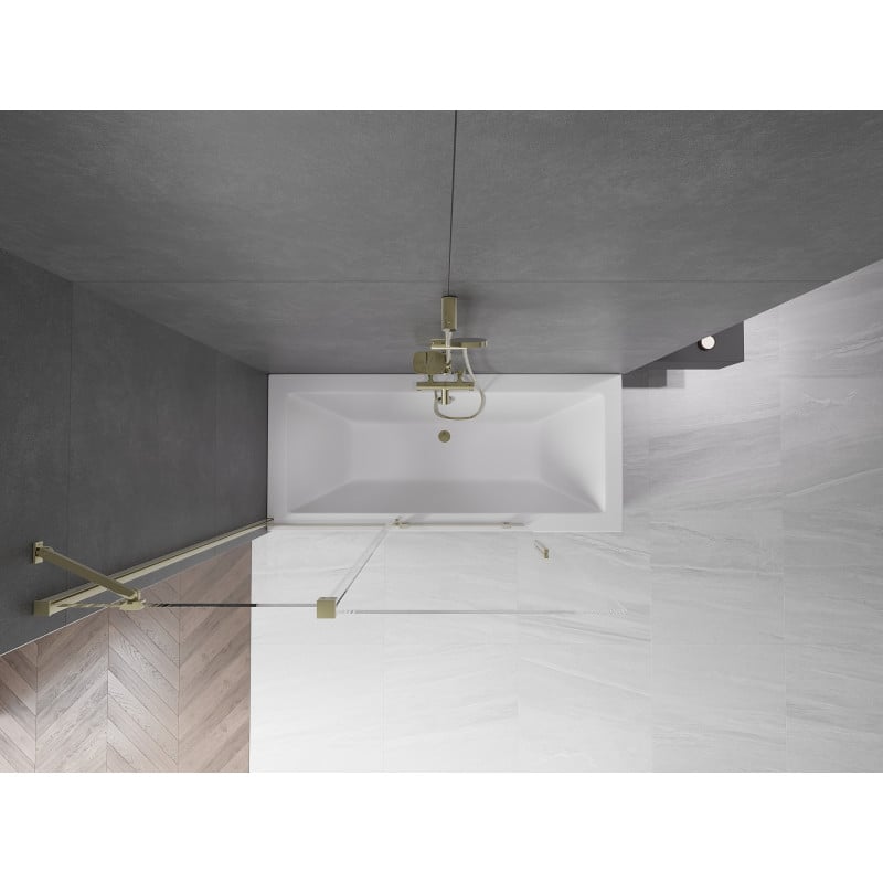 Mexen Velar parawan nawannowy 2-skrzydłowy rozsuwany 130 x 150 cm, transparent, złoty - 896-130-000-01-50
