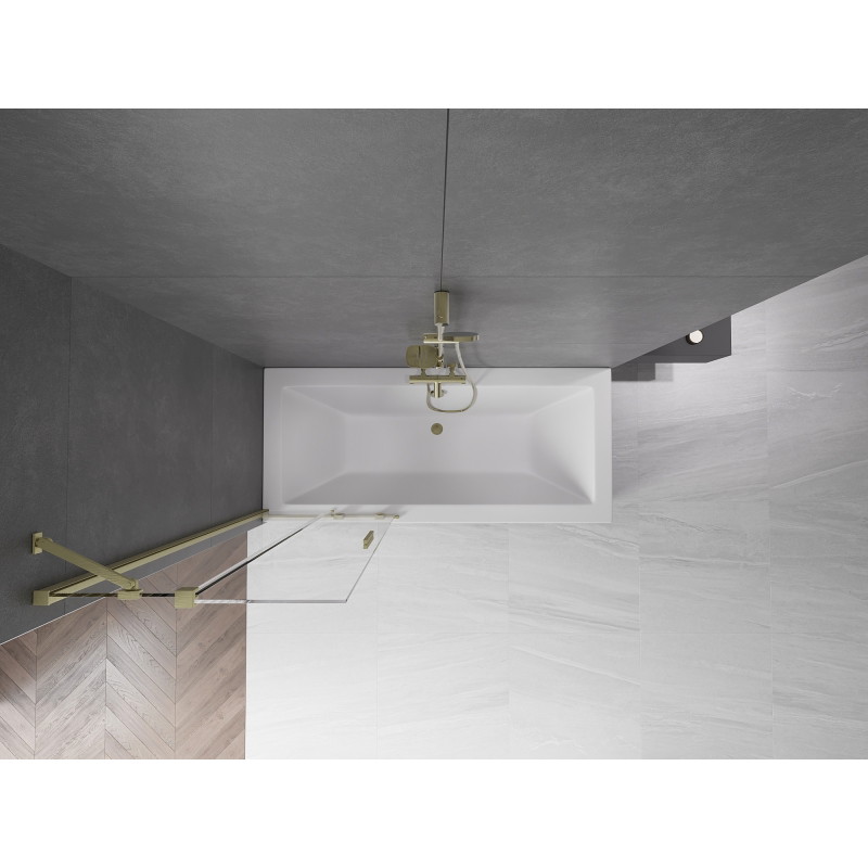 Mexen Velar parawan nawannowy 2-skrzydłowy rozsuwany 70 x 150 cm, transparent, złoty szczotkowany - 896-070-000-01-55