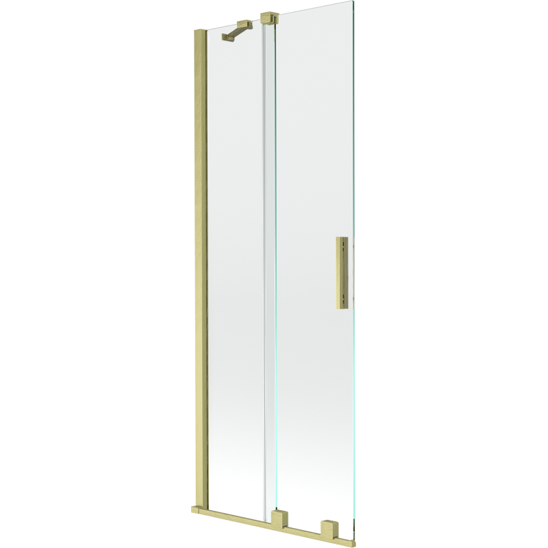 Mexen Velar parawan nawannowy 2-skrzydłowy rozsuwany 75 x 150 cm, transparent, złoty szczotkowany - 896-075-000-01-55