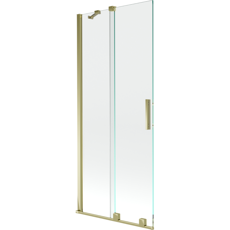 Mexen Velar parawan nawannowy 2-skrzydłowy rozsuwany 85 x 150 cm, transparent, złoty szczotkowany - 896-085-000-01-55