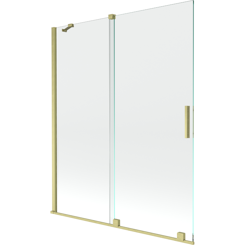 Mexen Velar parawan nawannowy 2-skrzydłowy rozsuwany 140 x 150 cm, transparent, złoty szczotkowany - 896-140-000-01-55