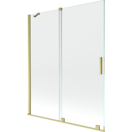 Mexen Velar parawan nawannowy 2-skrzydłowy rozsuwany 140 x 150 cm, transparent, złoty szczotkowany - 896-140-000-01-55