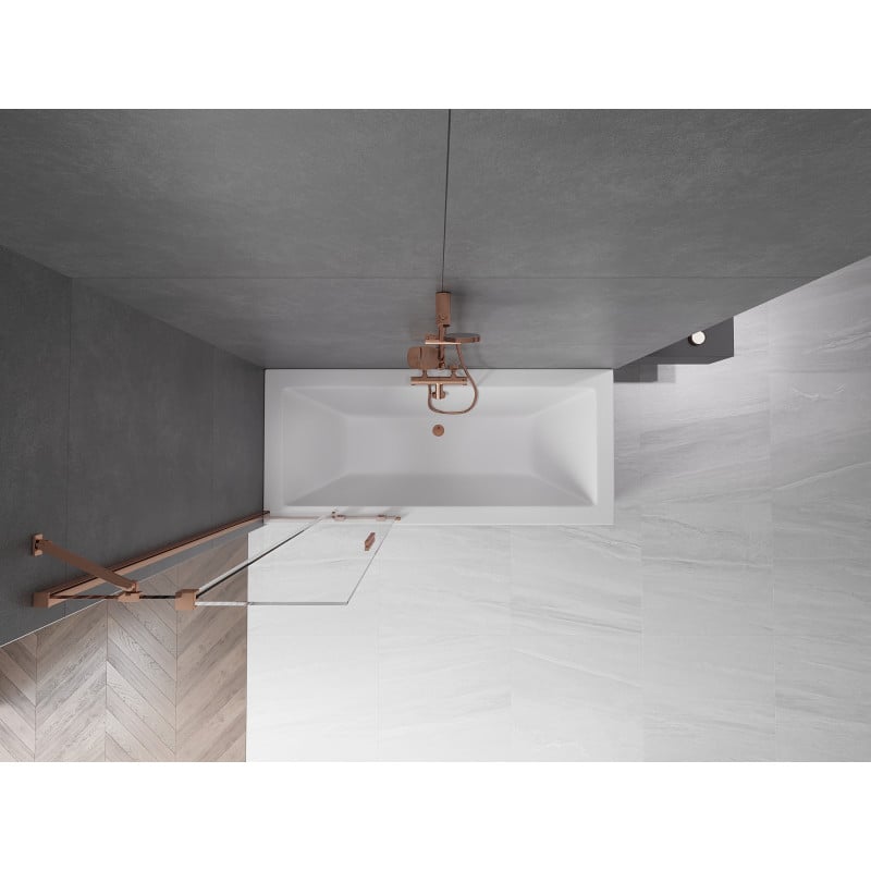 Mexen Velar parawan nawannowy 2-skrzydłowy rozsuwany 70 x 150 cm, transparent, różowe złoto - 896-070-000-01-60