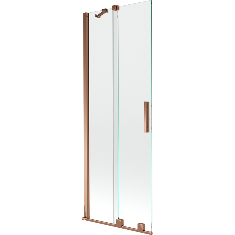 Mexen Velar parawan nawannowy 2-skrzydłowy rozsuwany 75 x 150 cm, transparent, różowe złoto - 896-075-000-01-60