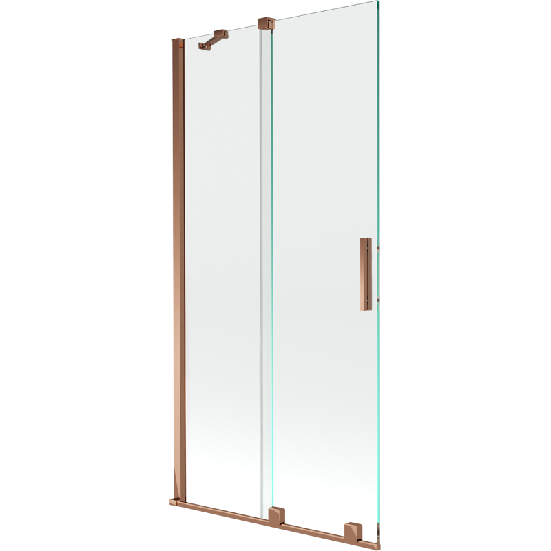 Mexen Velar parawan nawannowy 2-skrzydłowy rozsuwany 95 x 150 cm, transparent, różowe złoto - 896-095-000-01-60