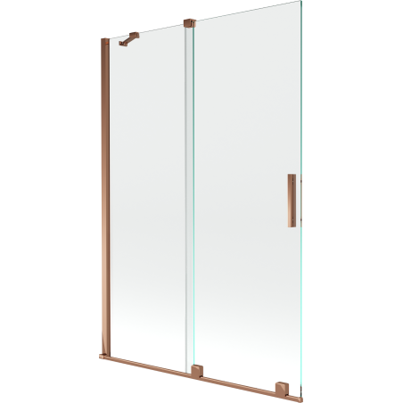 Mexen Velar parawan nawannowy 2-skrzydłowy rozsuwany 120 x 150 cm, transparent, różowe złoto - 896-120-000-01-60