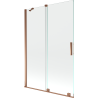 Mexen Velar parawan nawannowy 2-skrzydłowy rozsuwany 120 x 150 cm, transparent, różowe złoto - 896-120-000-01-60