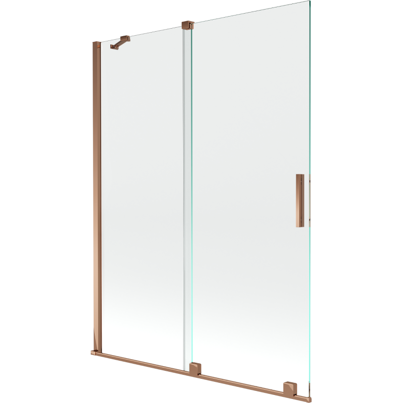 Mexen Velar parawan nawannowy 2-skrzydłowy rozsuwany 130 x 150 cm, transparent, różowe złoto - 896-130-000-01-60