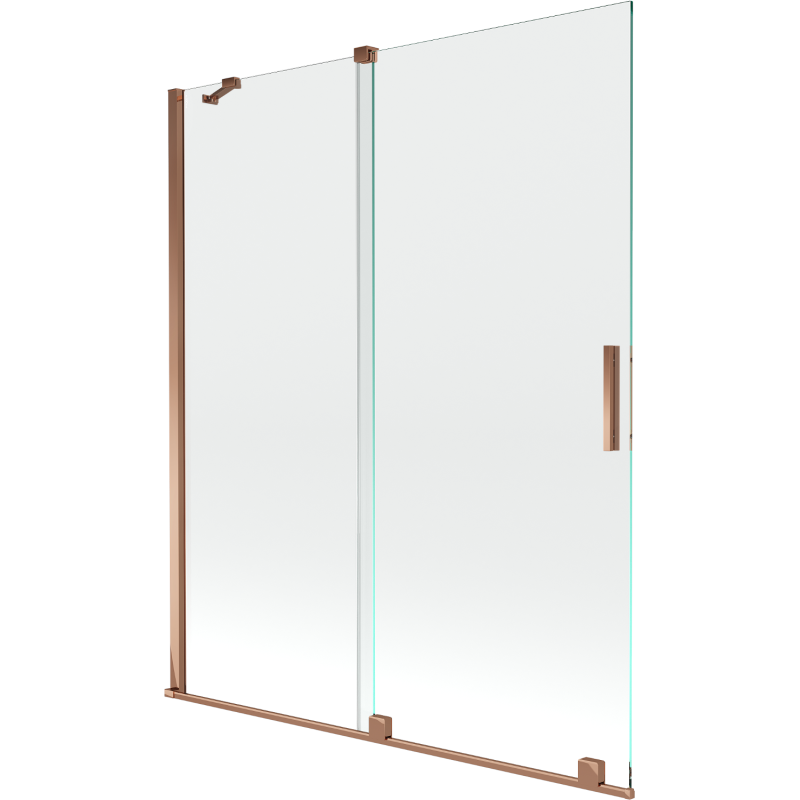 Mexen Velar parawan nawannowy 2-skrzydłowy rozsuwany 140 x 150 cm, transparent, różowe złoto - 896-140-000-01-60