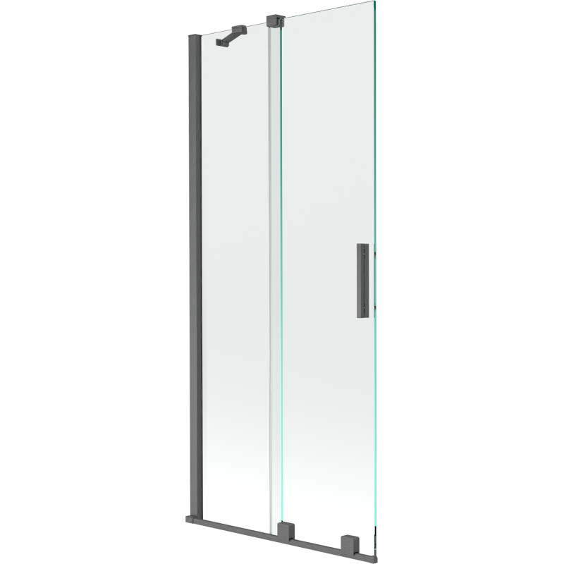Mexen Velar parawan nawannowy 2-skrzydłowy rozsuwany 80 x 150 cm, transparent, gun gray szczotkowany - 896-080-000-01-66