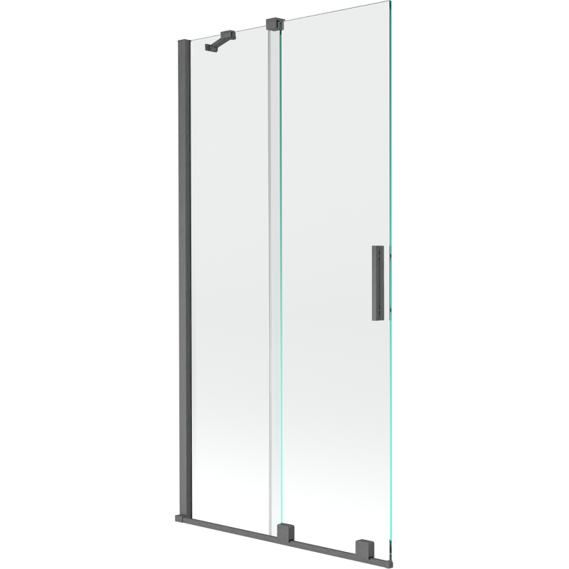 Mexen Velar parawan nawannowy 2-skrzydłowy rozsuwany 95 x 150 cm, transparent, gun gray szczotkowany - 896-095-000-01-66