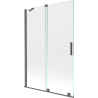 Mexen Velar parawan nawannowy 2-skrzydłowy rozsuwany 120 x 150 cm, transparent, gun gray szczotkowany - 896-120-000-01-66