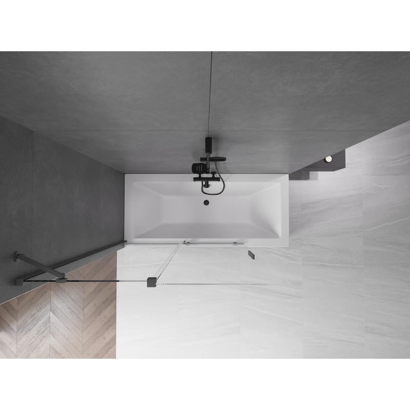 Mexen Velar parawan nawannowy 2-skrzydłowy rozsuwany 130 x 150 cm, transparent, gun gray szczotkowany - 896-130-000-01-66