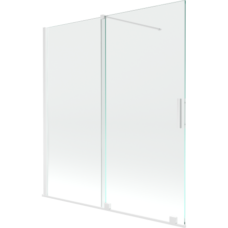 Mexen Velar parawan nawannowy 2-skrzydłowy rozsuwany 150 x 150 cm, transparent, biały - 896-150-000-01-20