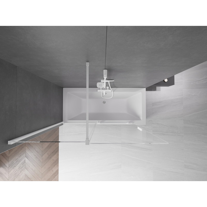 Mexen Velar parawan nawannowy 2-skrzydłowy rozsuwany 150 x 150 cm, transparent, biały - 896-150-000-01-20