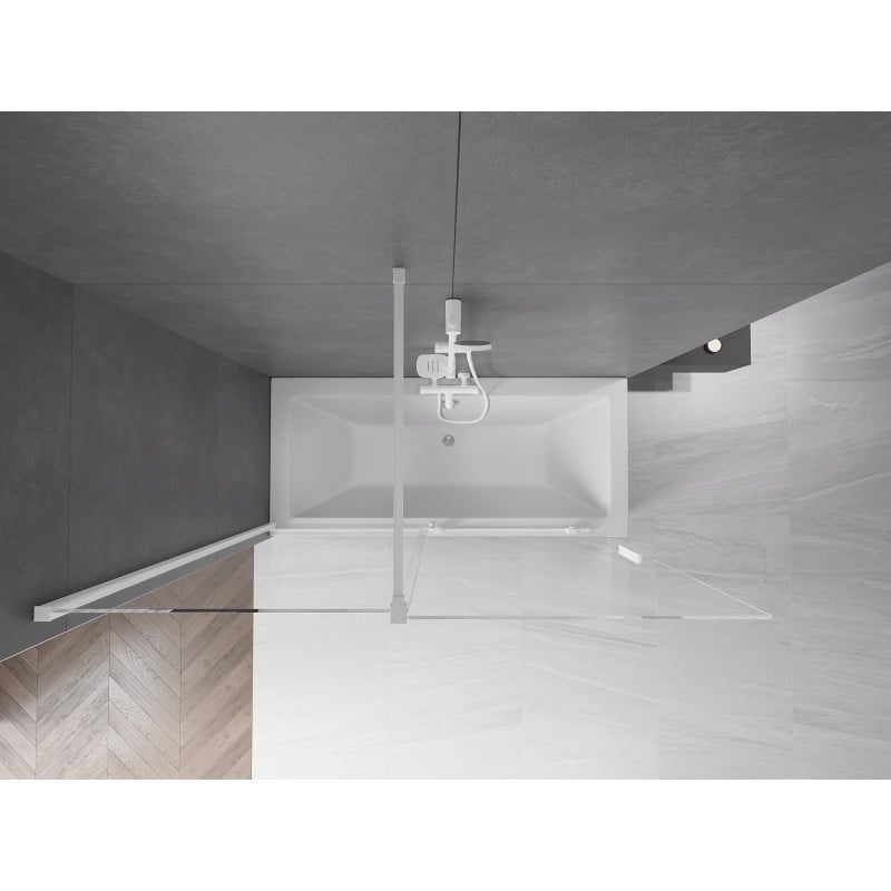Mexen Velar parawan nawannowy 2-skrzydłowy rozsuwany 160 x 150 cm, transparent, biały - 896-160-000-01-20