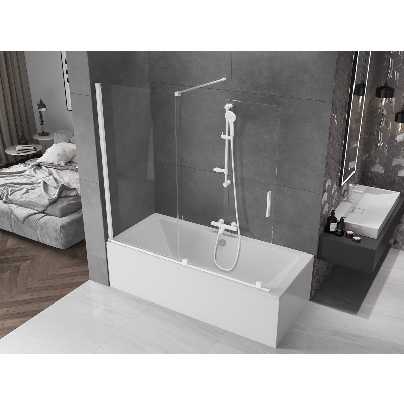 Mexen Velar parawan nawannowy 2-skrzydłowy rozsuwany 170 x 150 cm, transparent, biały - 896-170-000-01-20