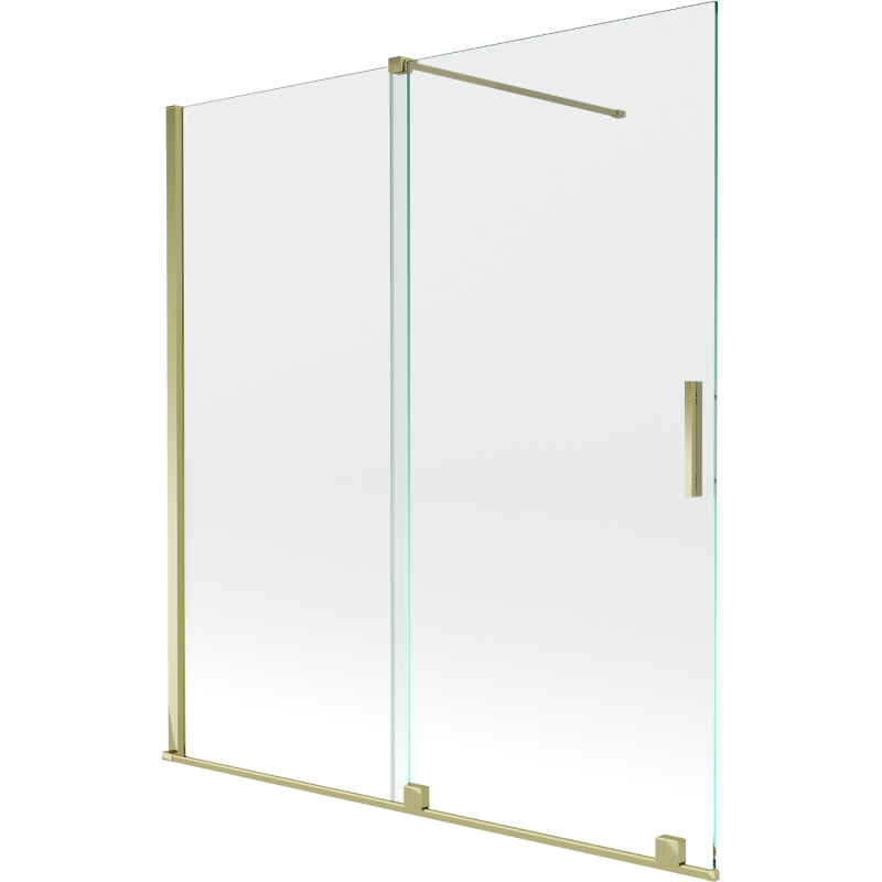 Mexen Velar parawan nawannowy 2-skrzydłowy rozsuwany 150 x 150 cm, transparent, złoty - 896-150-000-01-50