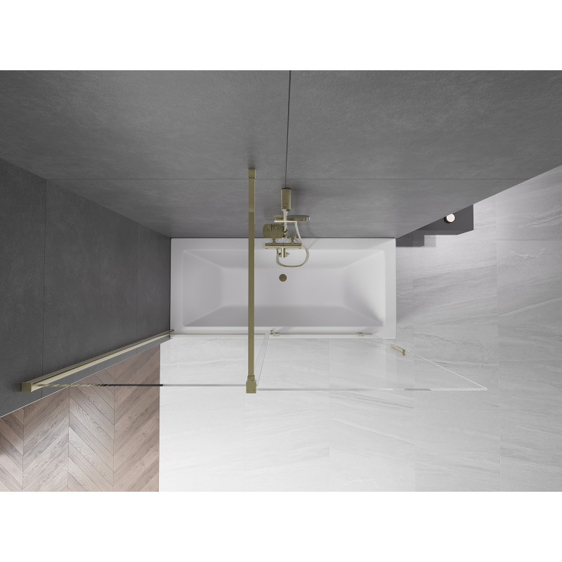 Mexen Velar parawan nawannowy 2-skrzydłowy rozsuwany 160 x 150 cm, transparent, złoty - 896-160-000-01-50
