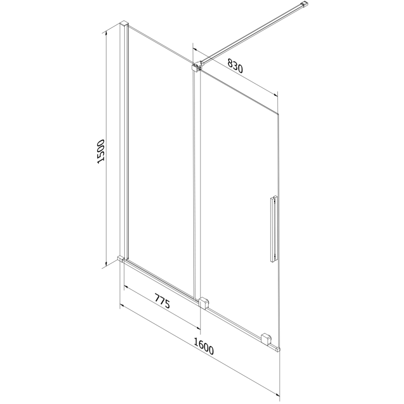 Mexen Velar parawan nawannowy 2-skrzydłowy rozsuwany 160 x 150 cm, transparent, złoty - 896-160-000-01-50