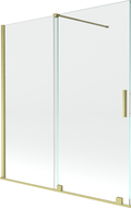 Mexen Velar parawan nawannowy 2-skrzydłowy rozsuwany 150 x 150 cm, transparent, złoty szczotkowany - 896-150-000-01-55