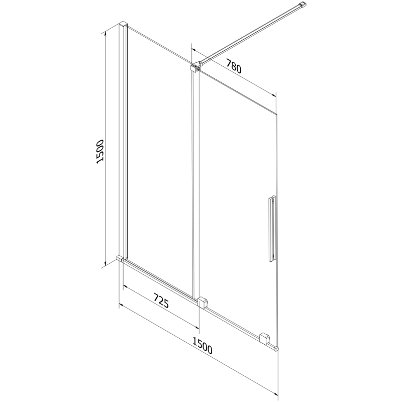 Mexen Velar parawan nawannowy 2-skrzydłowy rozsuwany 150 x 150 cm, transparent, złoty szczotkowany - 896-150-000-01-55