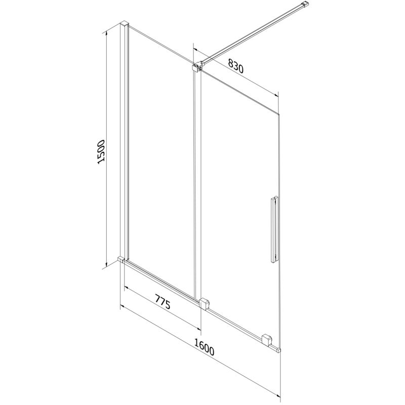 Mexen Velar parawan nawannowy 2-skrzydłowy rozsuwany 160 x 150 cm, transparent, złoty szczotkowany - 896-160-000-01-55